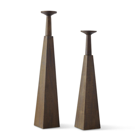 Wood Pyramid Candleholder - SM