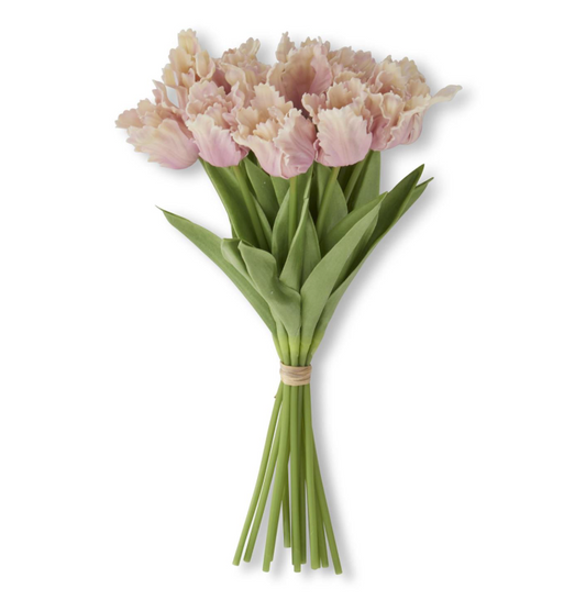 13" Pink/Cream Real Touch Parrot Tulip Bundle