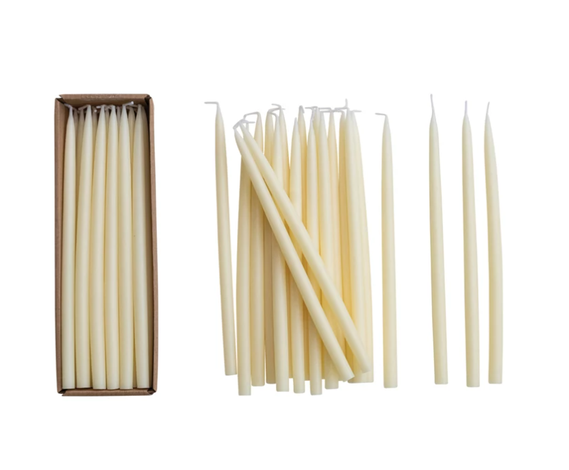 Cream Thin Taper Candles - SET OF 24
