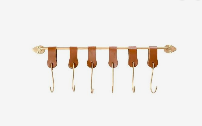 OH Metal wall rack with leather straps