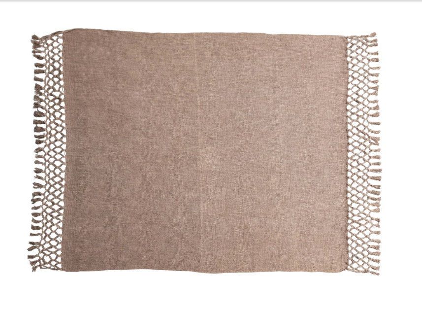 Bohemian Brown Cotton Crochet Throw