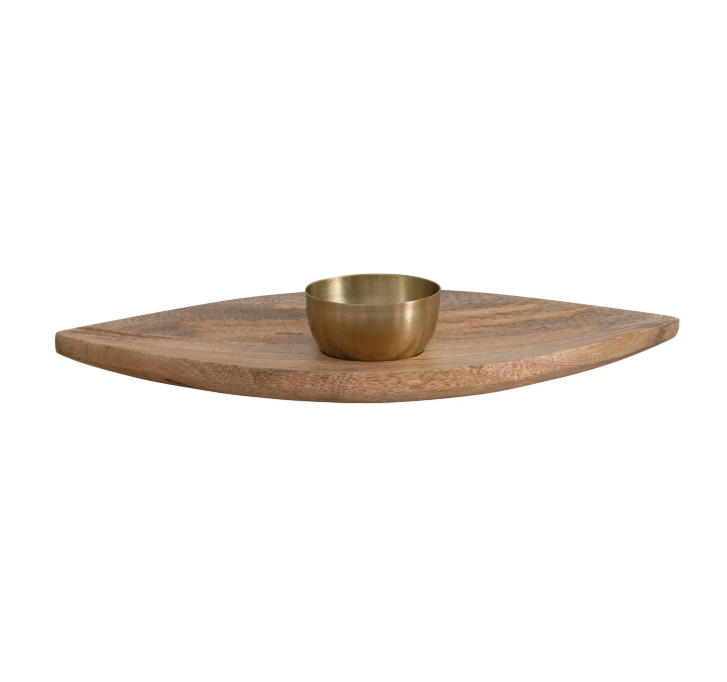 Chip + Dip Set - Mango Wood/ Gold