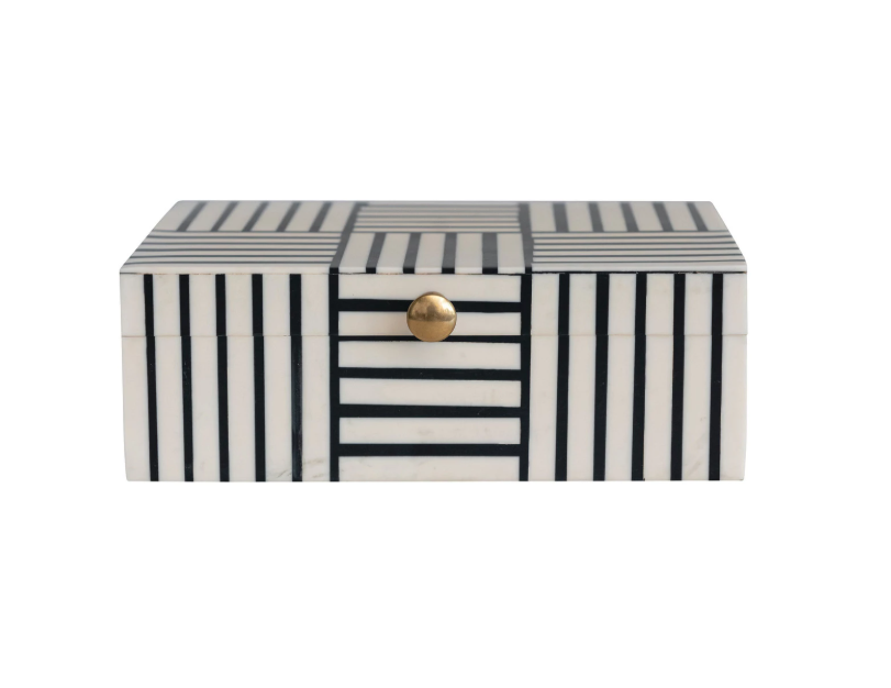 Resin Striped Box w/ Gold Knob