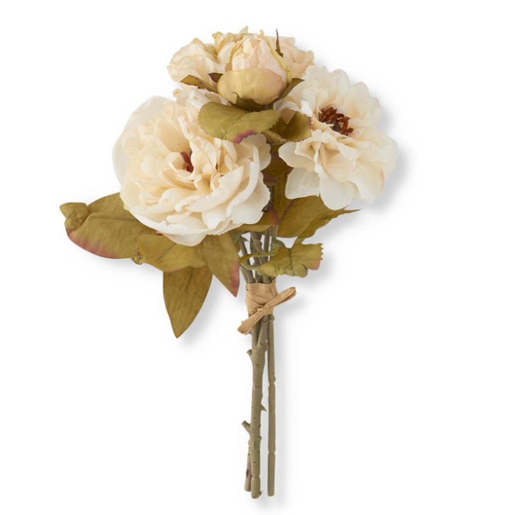 13" Cream Rose Peony & Anemone Silk Flowers