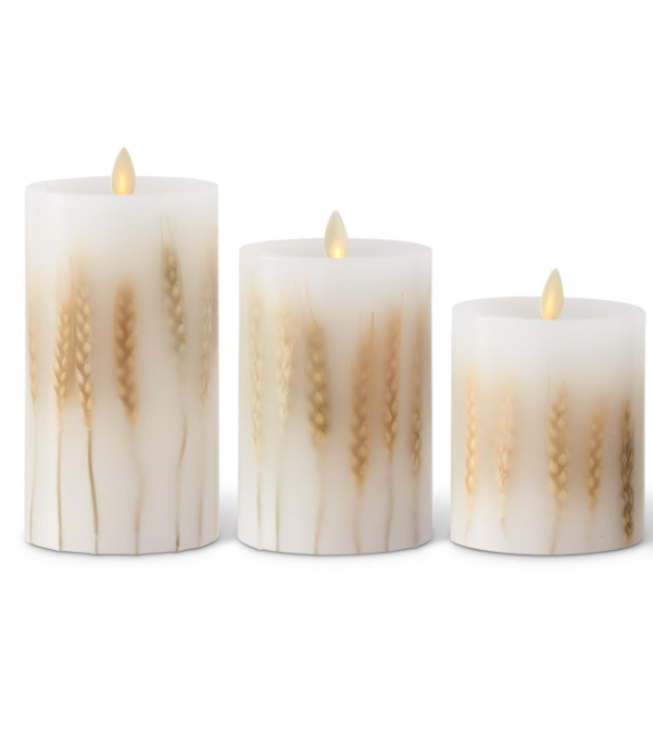 M - White Wax & Wheat Luminara Pillar