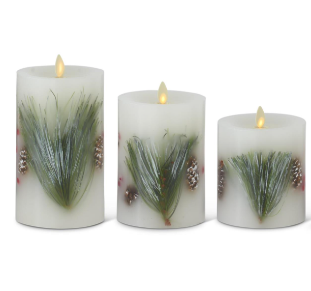 S - White Berry & Pine Luminara Pillar