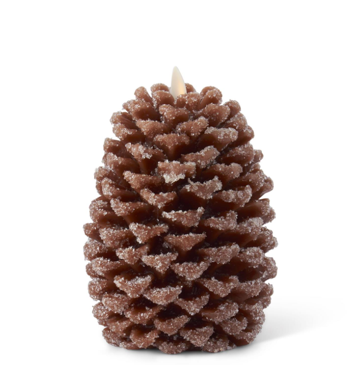 6.5" Brown Snowy Pinecone Luminara Candle