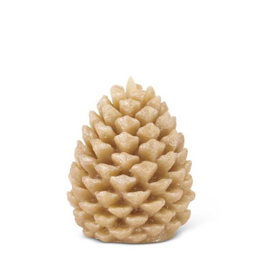 6.5" Gold Snowy Pinecone Luminara Candle