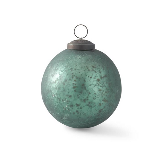 4" Crackled Teal Mercury Glass Ornament