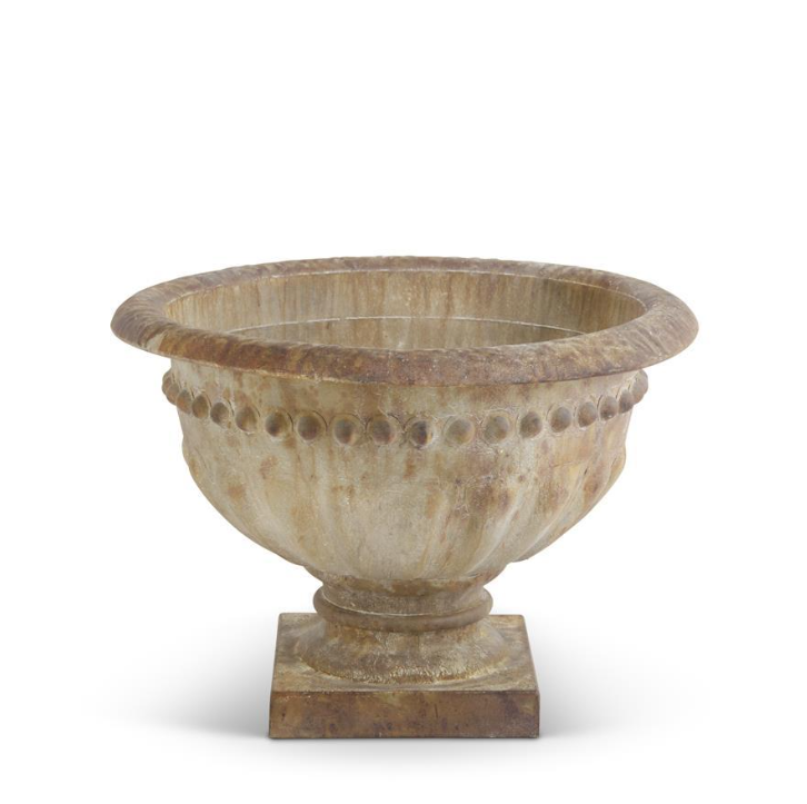 Embossed Rustic Metal Urn - Small
