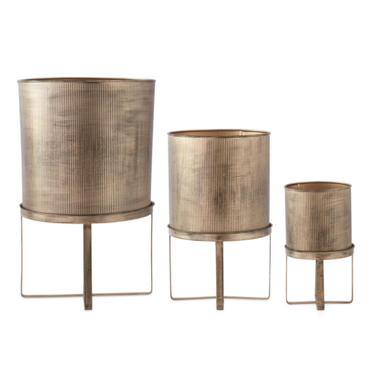 15" Gold & Black Metal Modern Planter