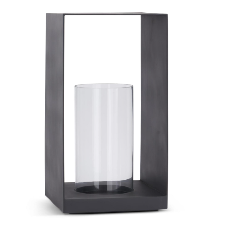 26" Modern Black Metal & Glass Candle Holder