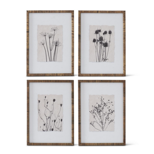 27.5" Rattan Botanical Wall Art - 4 Styles