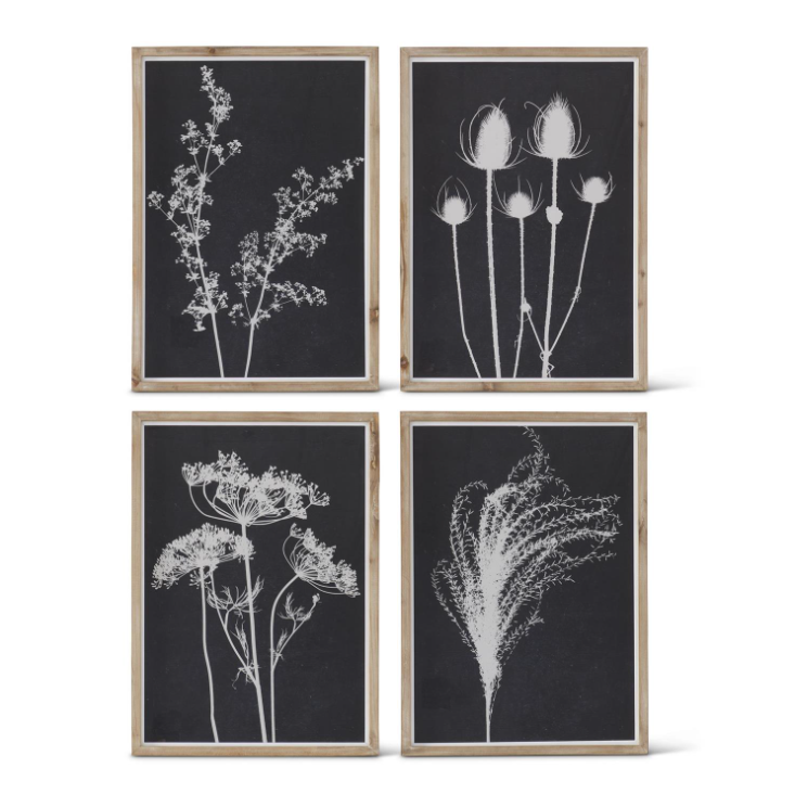 27.5" Wood Framed Botanical Wall Art - 4 Styles