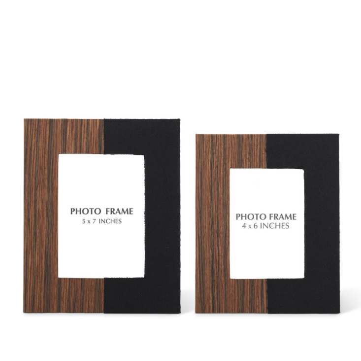 5x7 Wood Veneer & Black Fabric Photo Frame