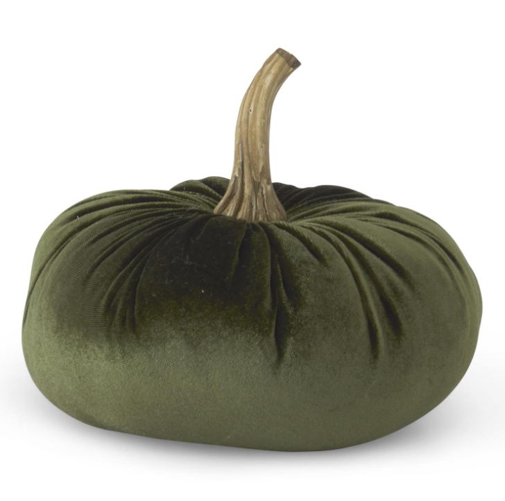 7" Green Velvet Stuffed Pumpkin