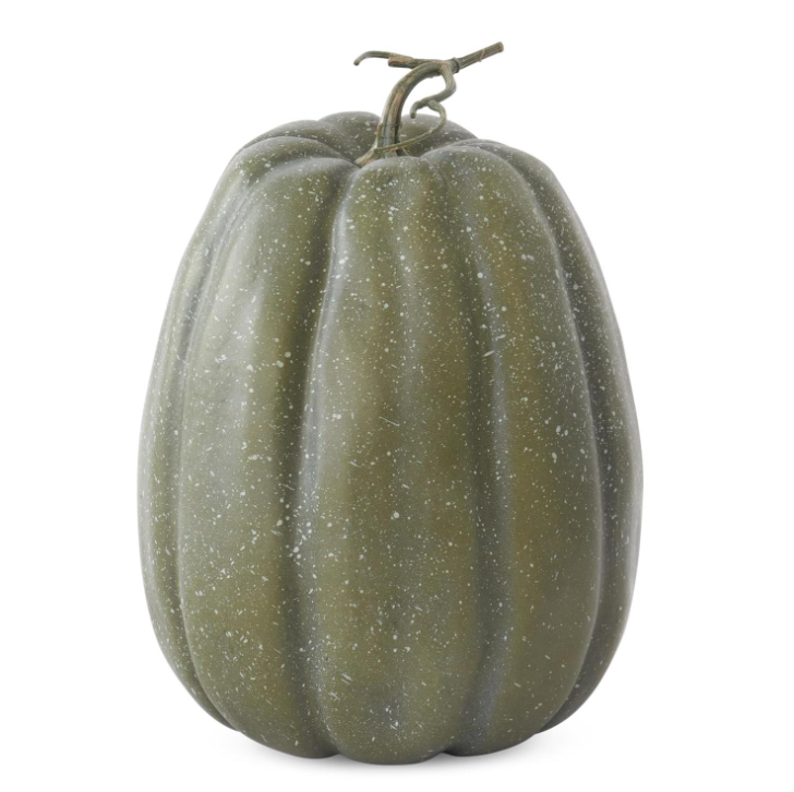 14" Green & Grey Speckled Tall Pumpkin