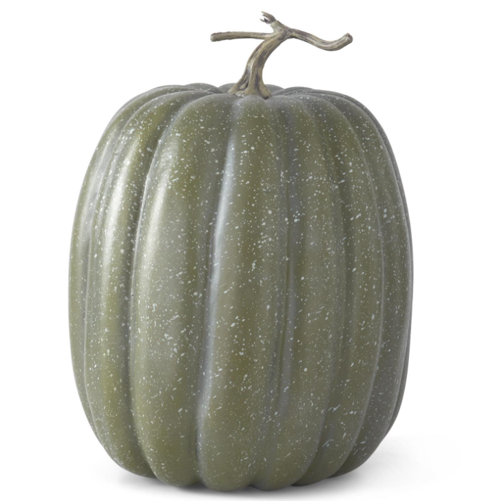 19" Green & Grey Speckled Tall Pumpkin