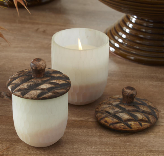 LG - Frosted Glass Acorn Candle