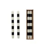 Black + White Striped Candles - Set of 2