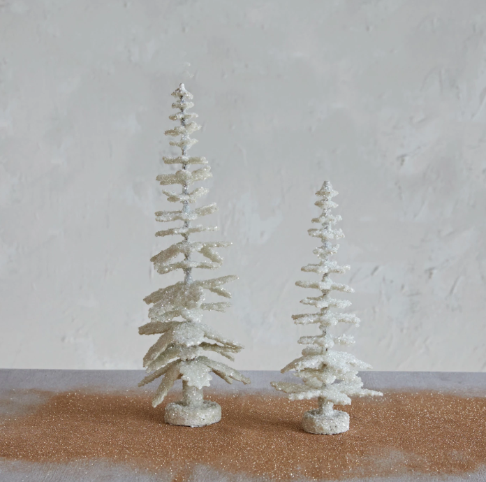 9" Antique Cream Glitter Tree