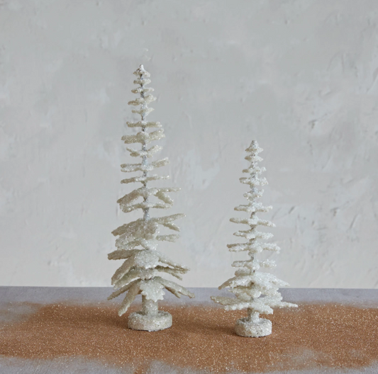 9" Antique Cream Glitter Tree