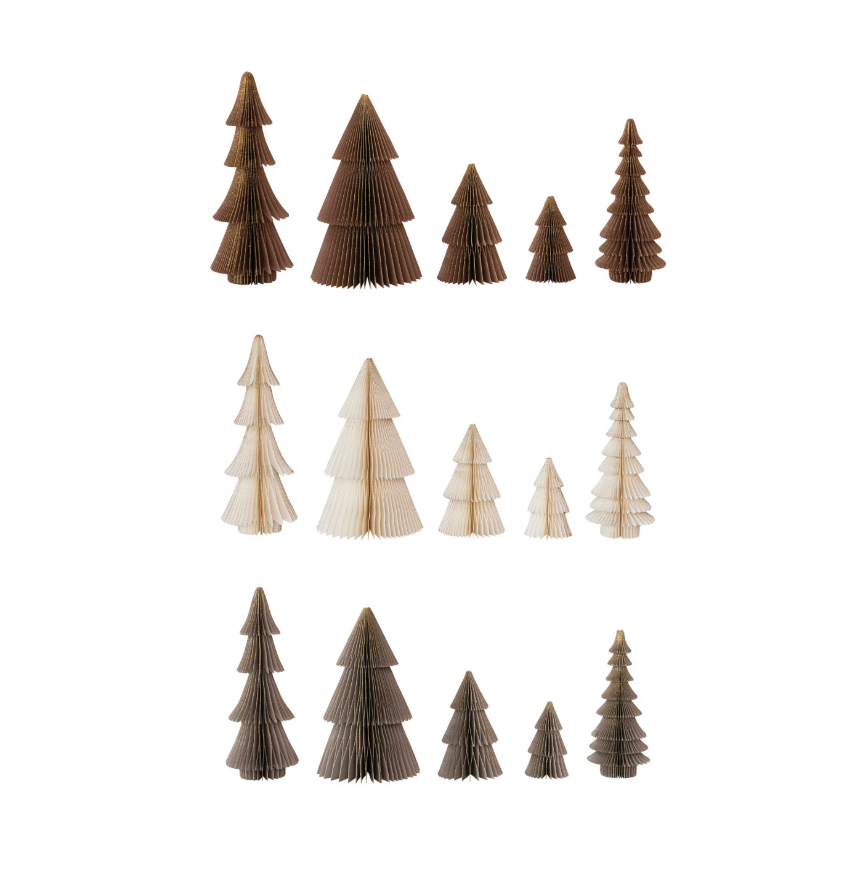Paper Folding Honeycomb Trees - Set of 5