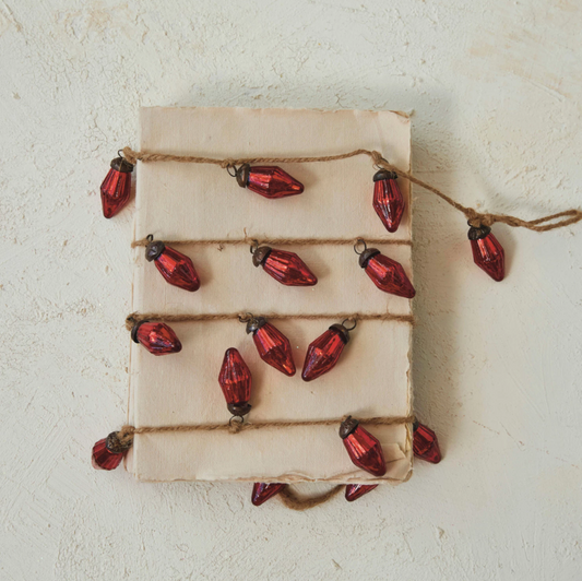 Red Mercury Glass Ornament Garland