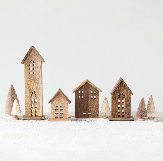 Carved Mango Wood House - LG