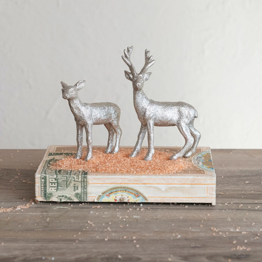 Silver Glitter Resin Deer - 2 Styles