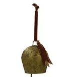 Antique Gold Metal Bell w/ Velvet Ribbon