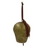 Antique Gold Metal Bell w/ Velvet Ribbon
