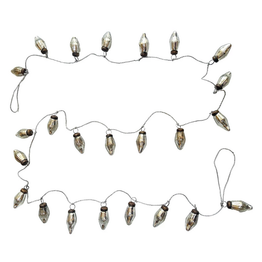 Silver Recycled Mercury Glass Ornament Garland