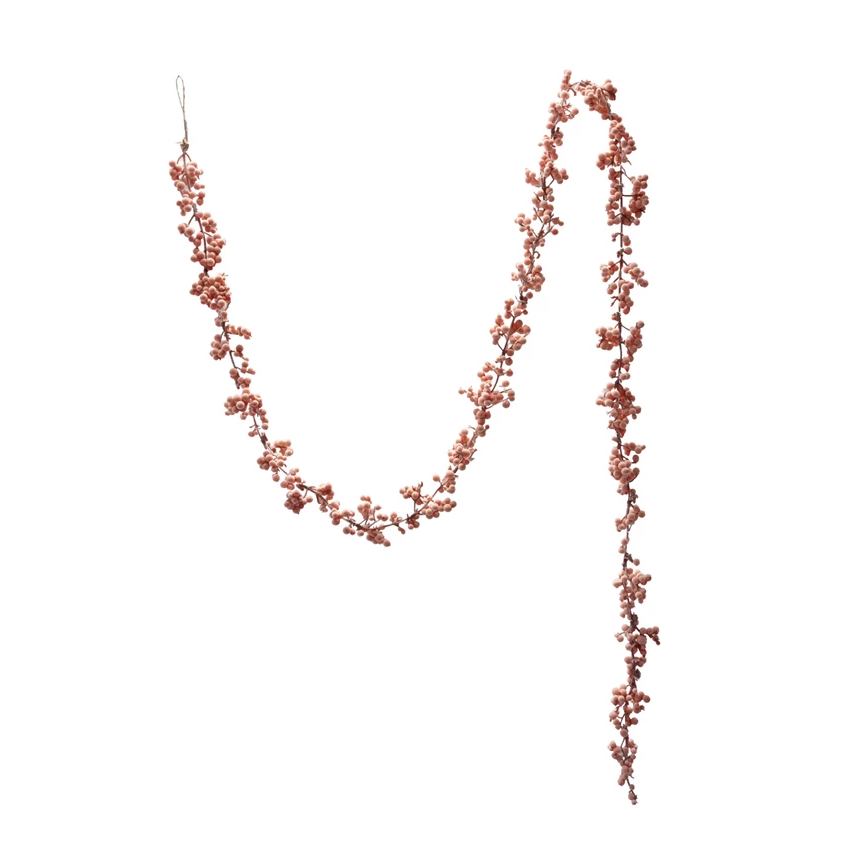Pink Flocked Foam Ball Garland
