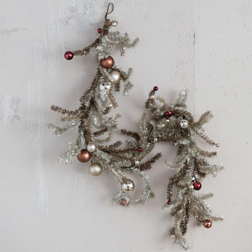 Tinsel Garland w/ Ornaments