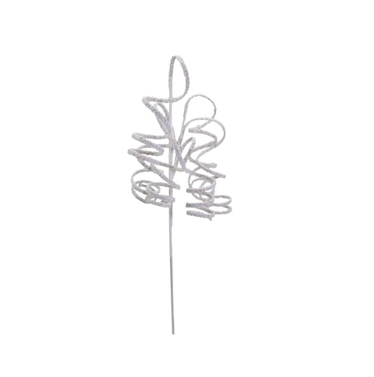 White Swirl Stem w/ Glitter