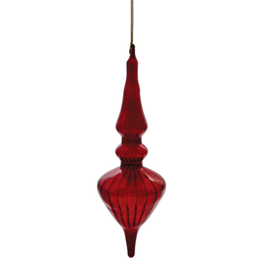 Red Hand-Blown Glass Finial Ornament