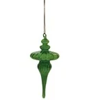 Green Hand-Blown Glass Finial Ornament