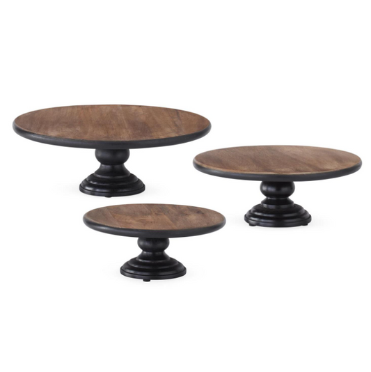 LG - Black / Natural Wood Cake Stand