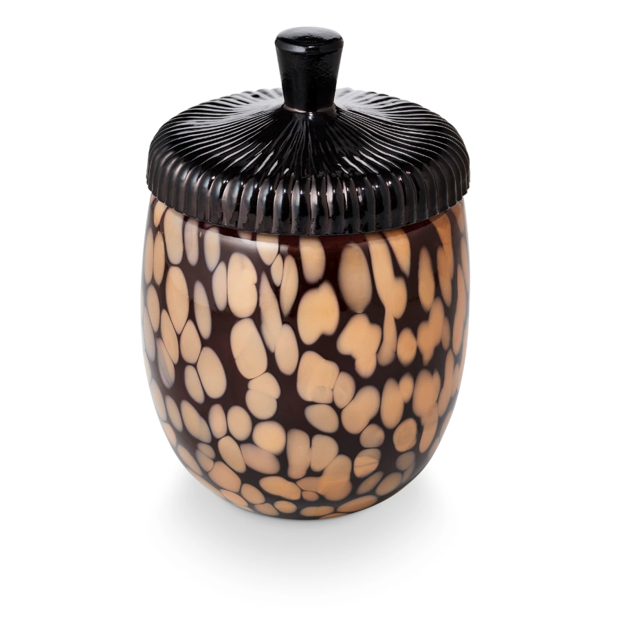 Midnight Pumpkin Glass Acorn Candle