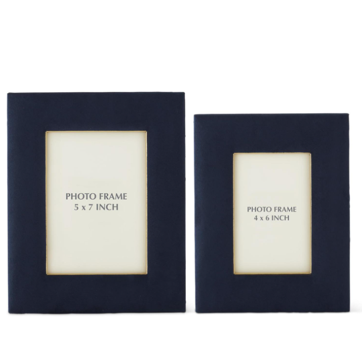 Navy Blue Suede & Gold Photo Frame