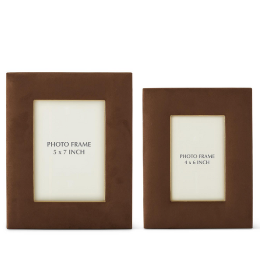 Tan Suede Photo Frame