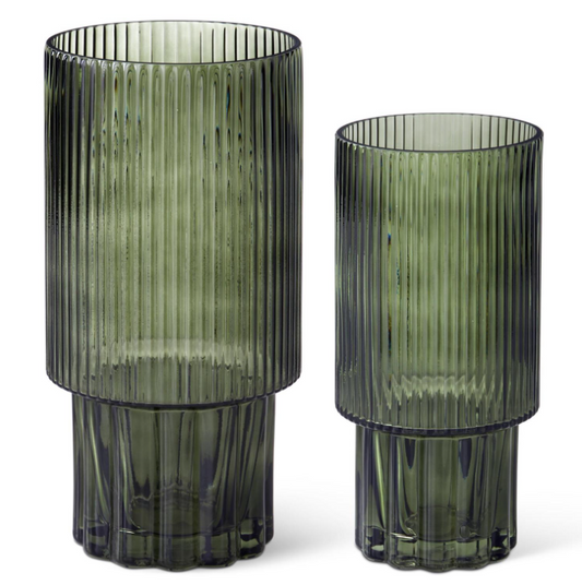 LG - Green Line Pressed Glass Vase