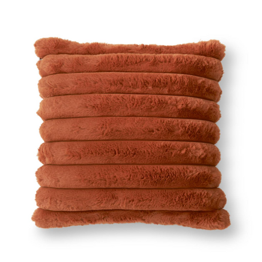 24" Rust Orange Faux Fur Pillow