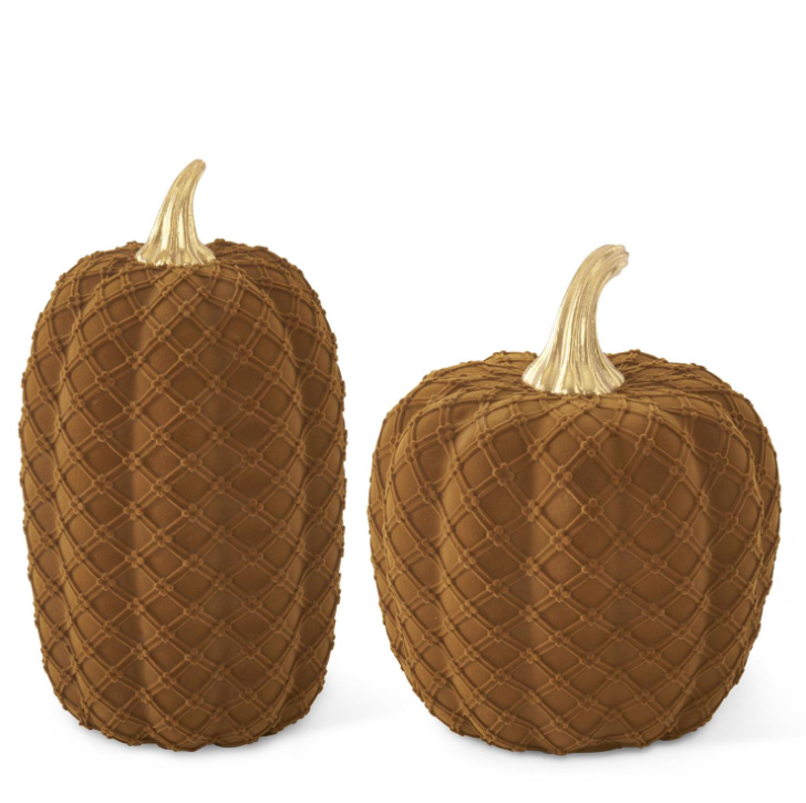 MD - Brown Velvet Flocked Pumpkin