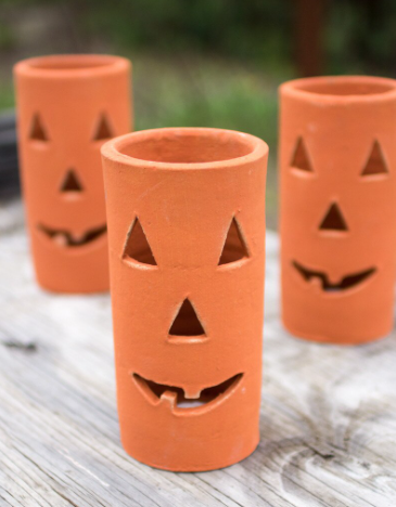 Tall Terracotta Jack-O-Lantern
