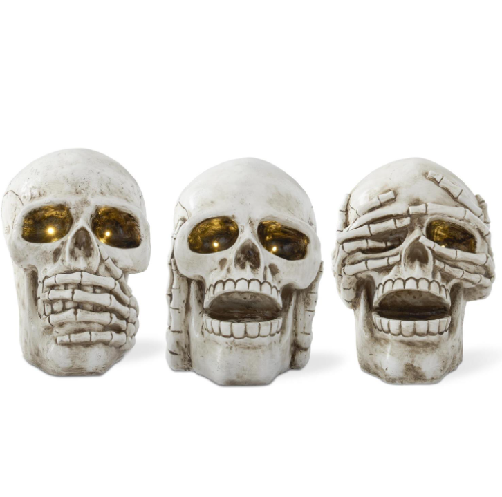 14" See No Evil LED Skull