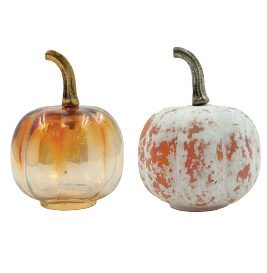 Distressed/Iridescent Glass Pumpkin