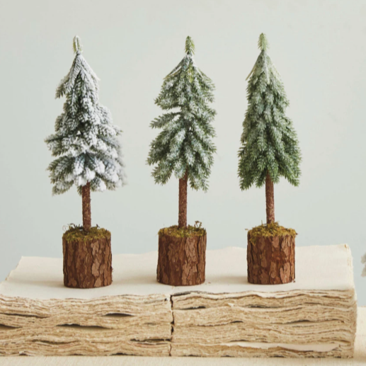 Faux Fir Tree w/ Wood & Moss