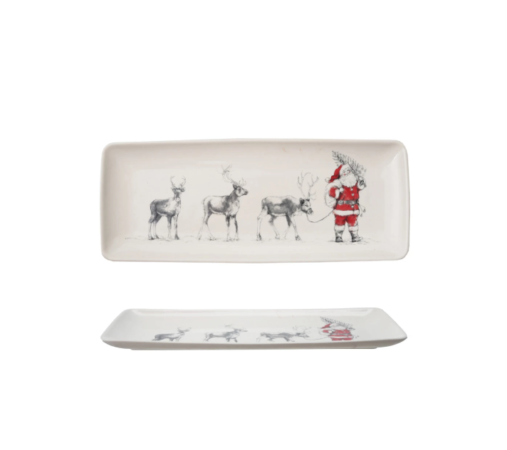 Serving Platter w/ Santa & Reindeer